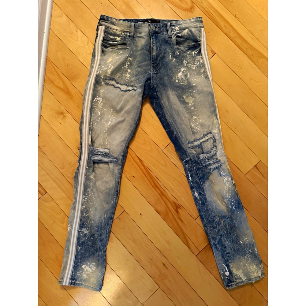Jordan Craig Legacy Edition 32x32 Distressed Paint Splatter Stripe Jeans